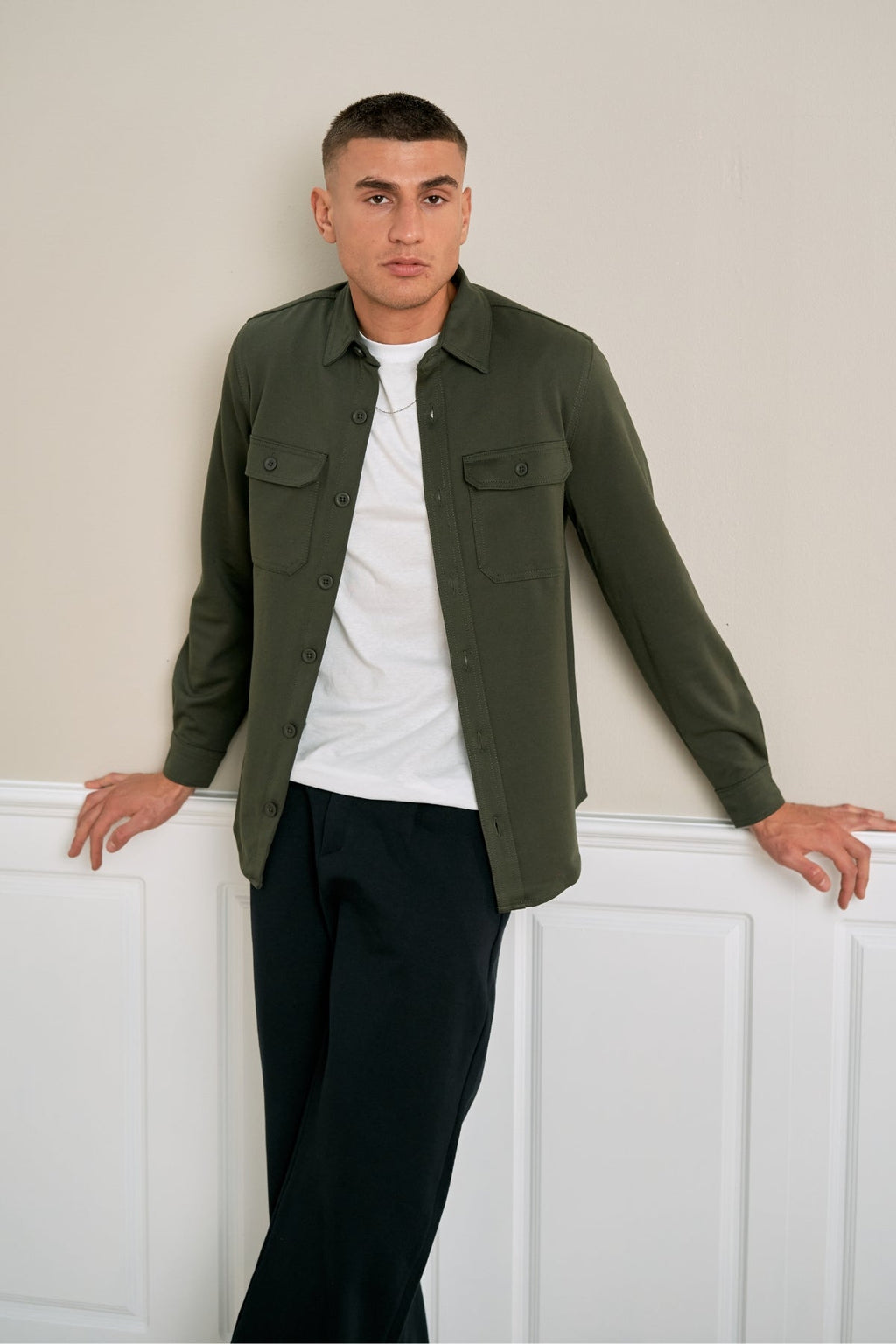 Performance Regular Overshirt - Olive Dark