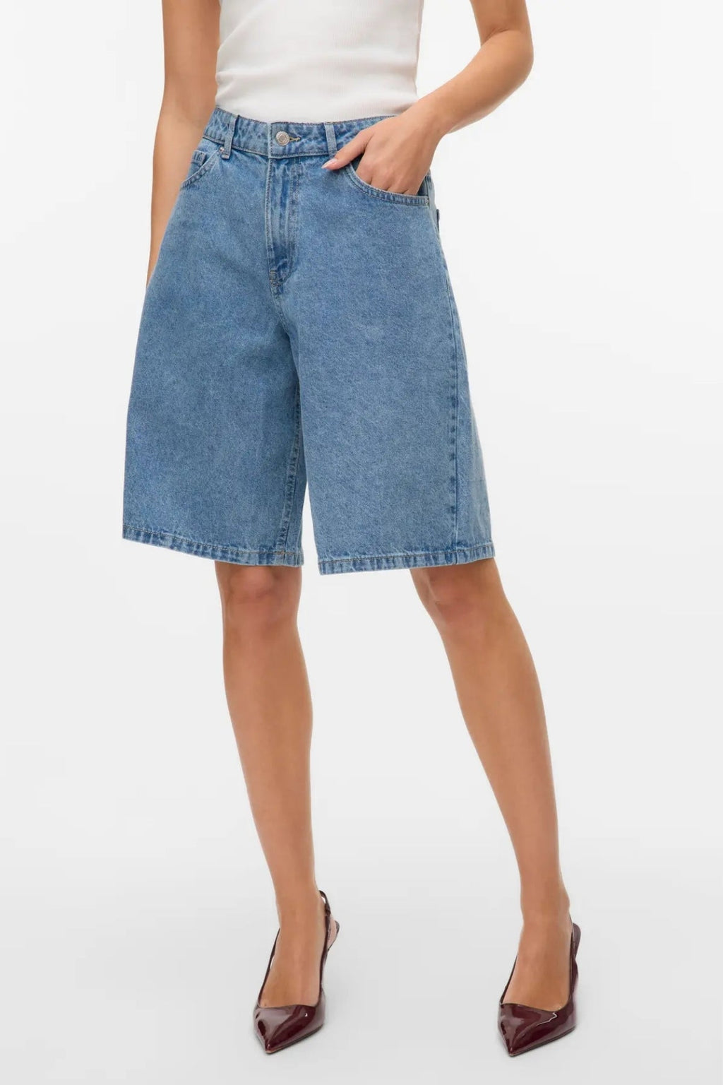 Kath Long Denim Shorts - Light Blue Denim