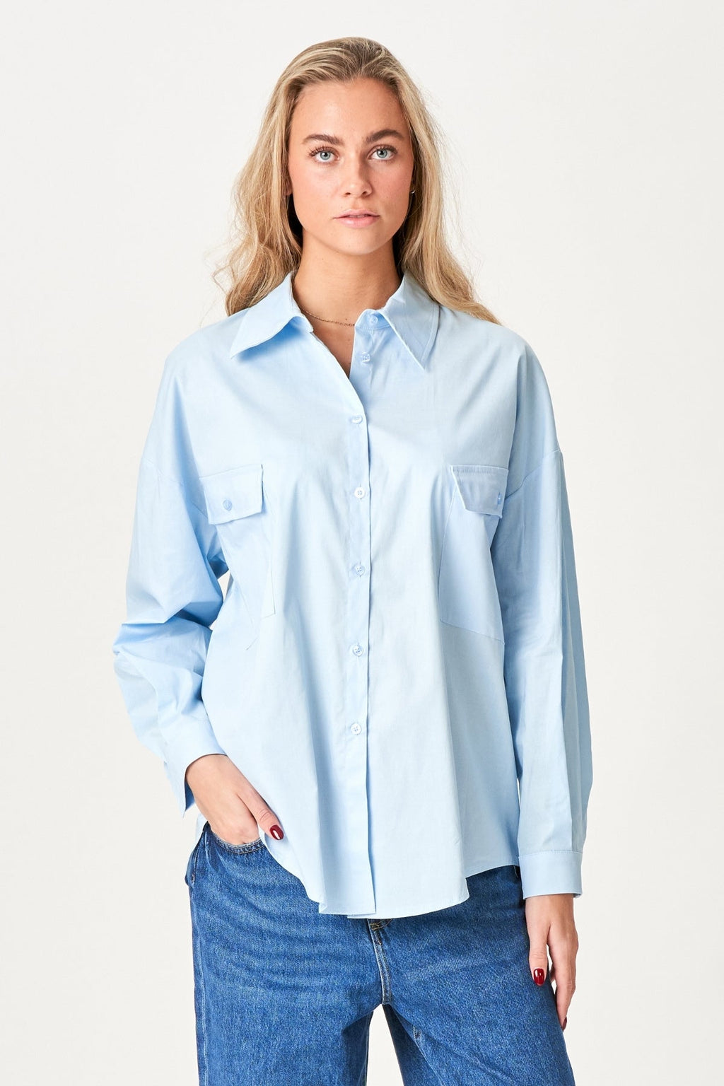 Clara Oversized Shirt - Light Blue for Women
