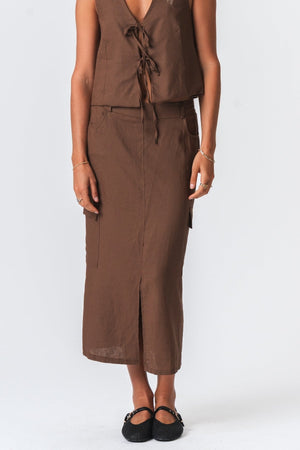 Linen Skirt - Brown