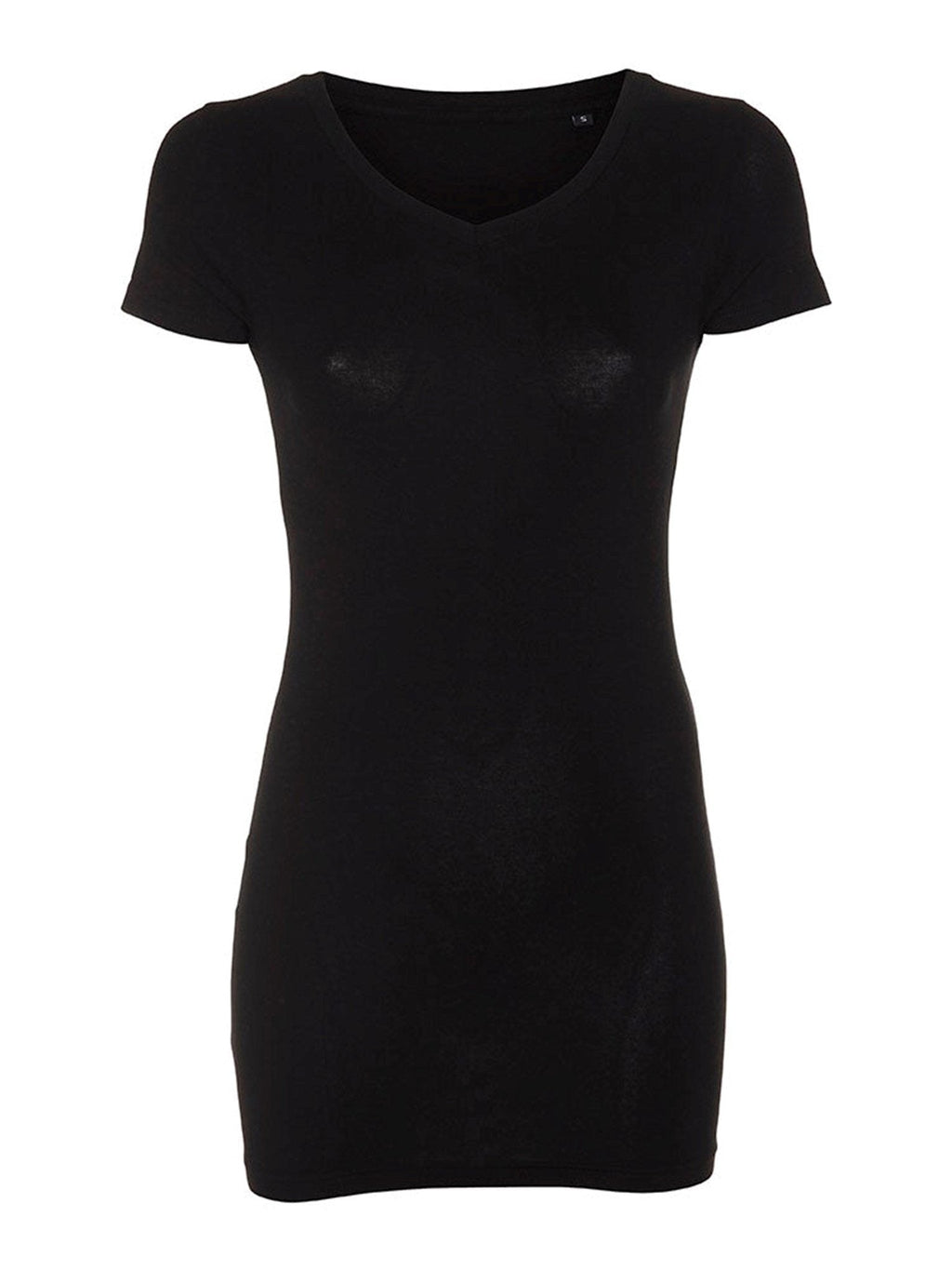 Štíhle vneck basic Tričko - čierna