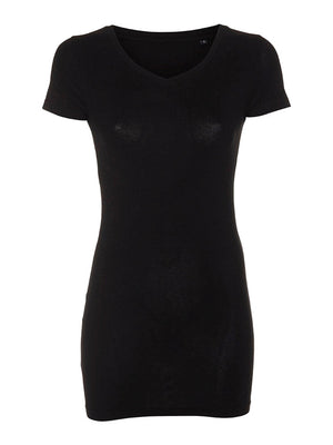 Štíhle vneck basic Tričko - čierna