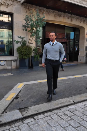 Pulóver so zipsom - sivý melír