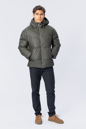 Coated Hooded Jacket - Olive