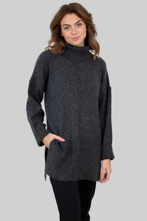 Tatiana Roll Neck Pullover - Dark Gray