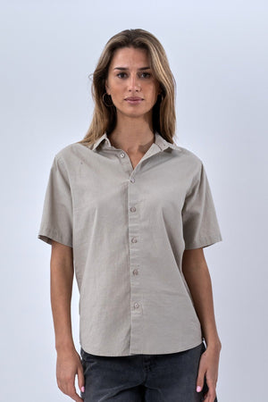Short Sleeve Linen Shirt - Sand