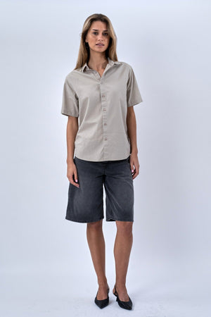Short Sleeve Linen Shirt - Sand