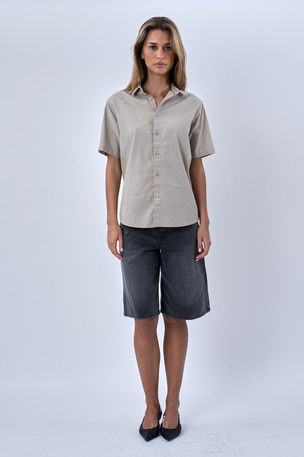 Short Sleeve Linen Shirt - Sand