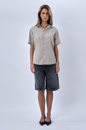 Short Sleeve Linen Shirt - Sand