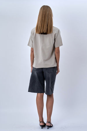 Short Sleeve Linen Shirt - Sand