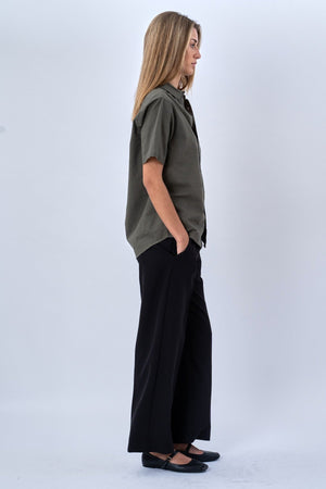 Majica s posteljinom kratkih rukava - vojska