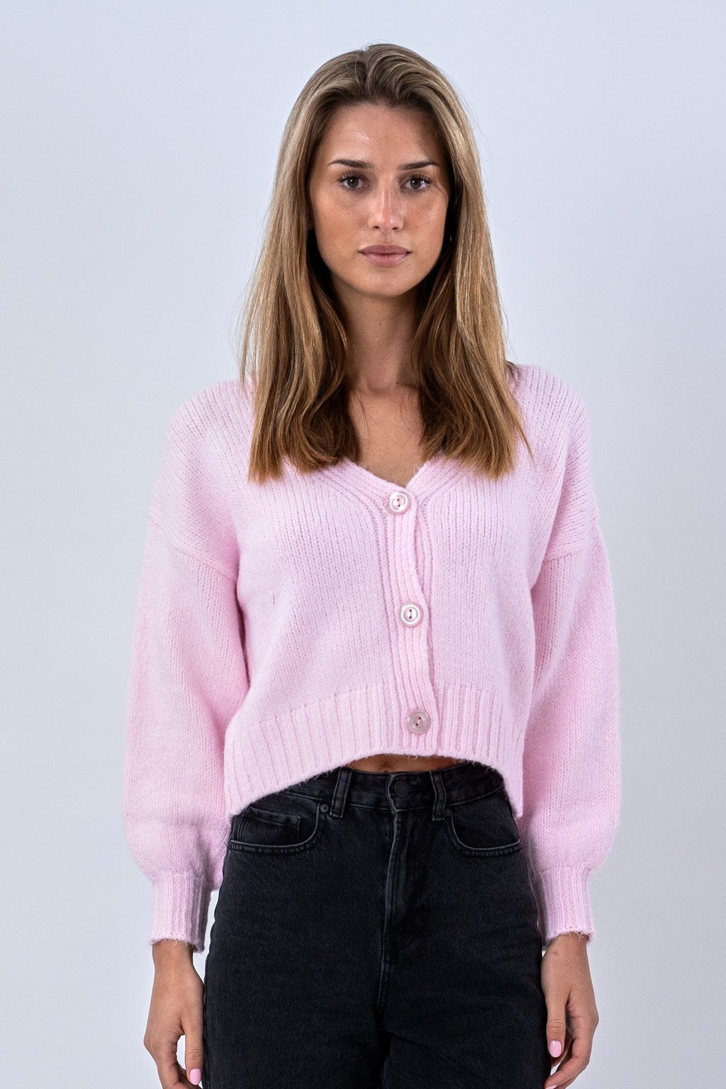 V-Neck Cardigan - Pink