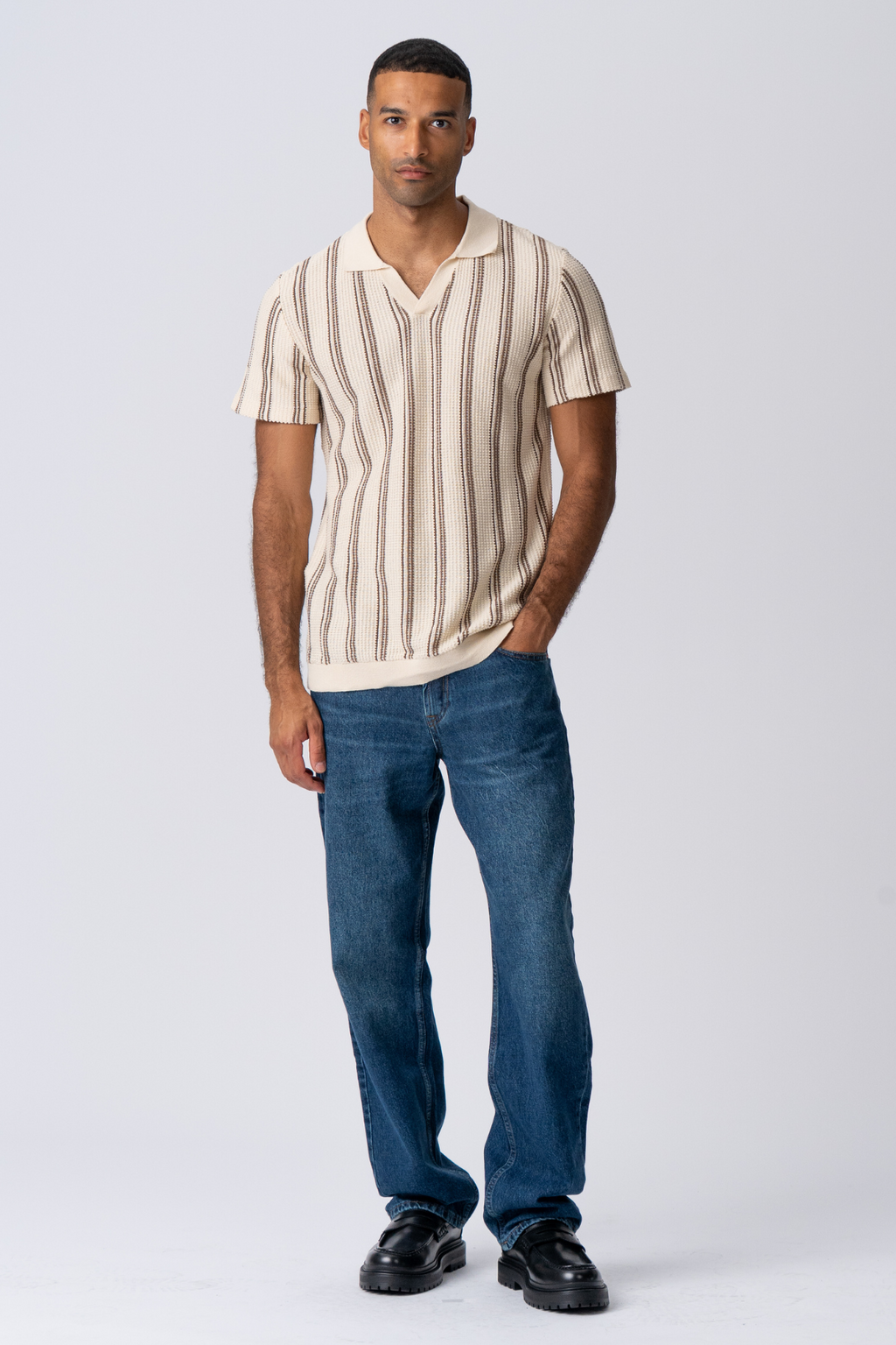 Prugasti pulover - pijesak