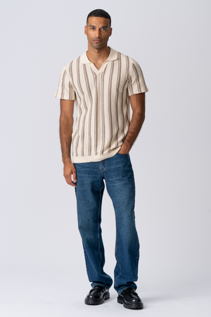 Prugasti pulover - pijesak