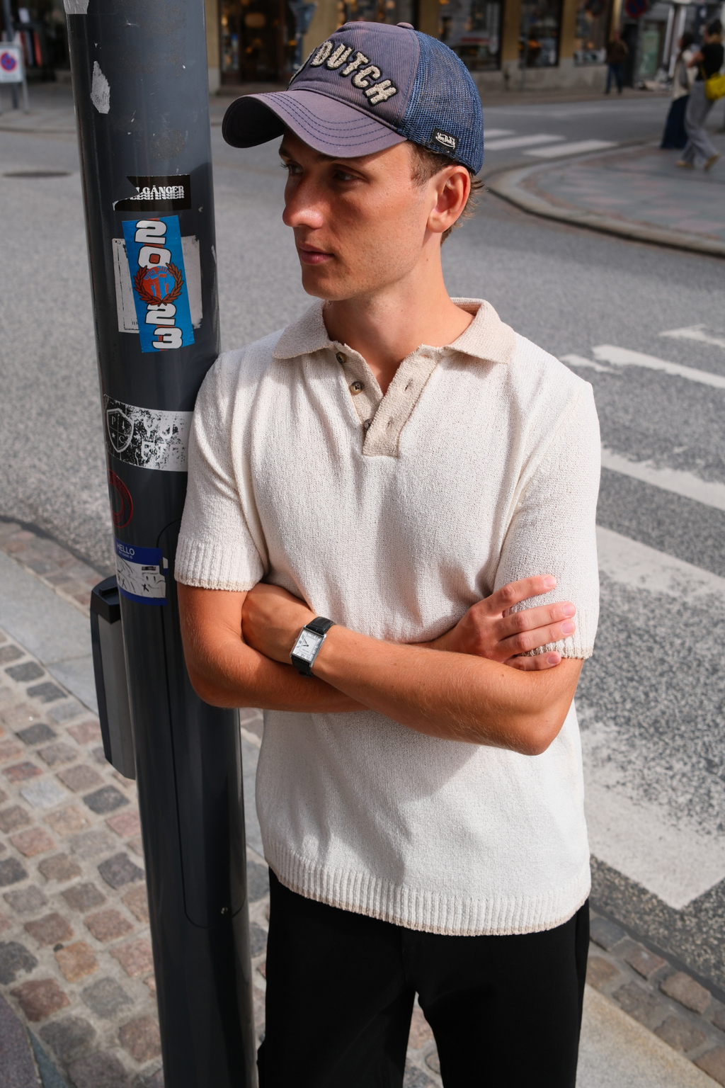 Polo cniotáilte - ecru