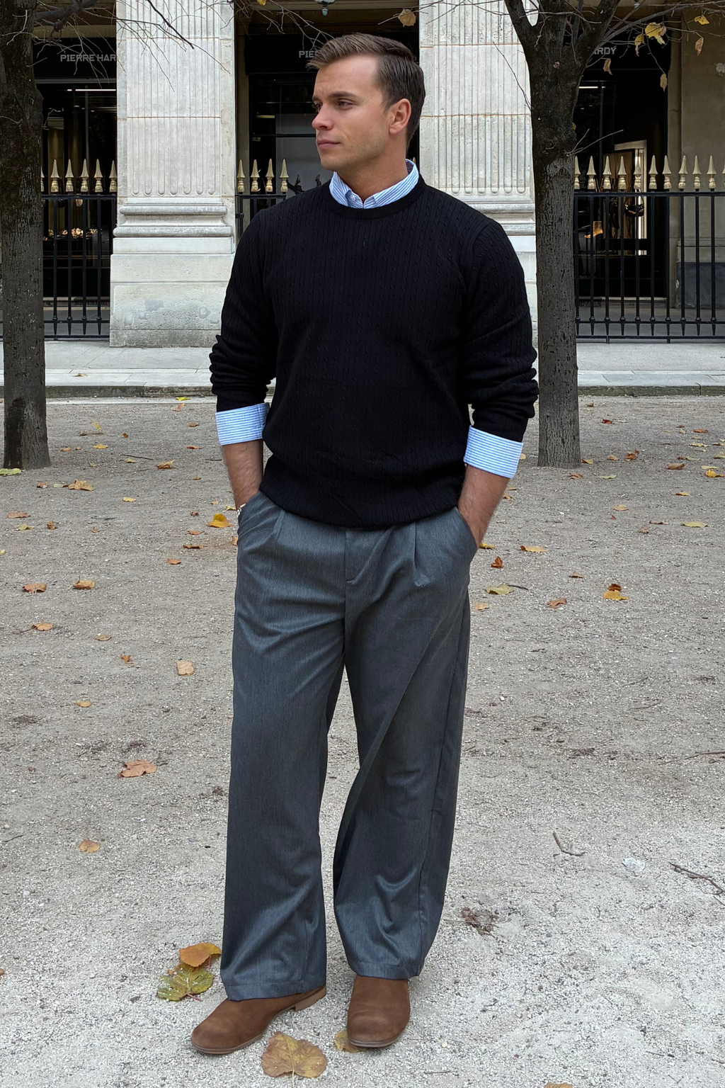 Cniotáil Cábla Pullover - Dubh