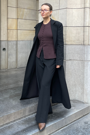 Cardigan Knit O -neck Ukino - Plum Seacláide