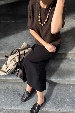 Aggia s/s pleteni pulover - brtva smeđa