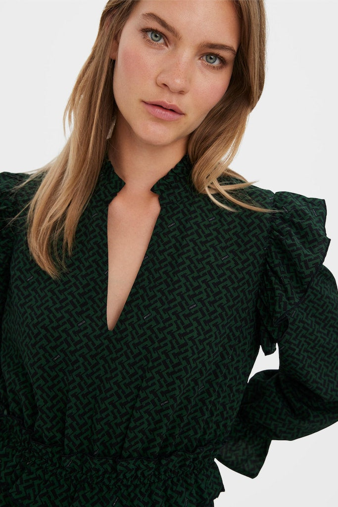 Viedenské lýtkové šaty - zelenšie pasienky