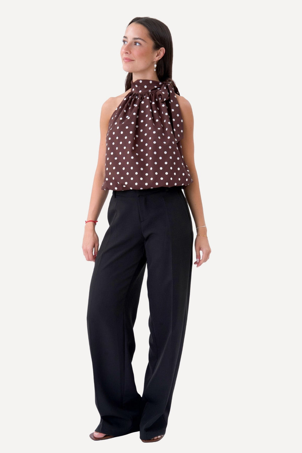 Wilma Top - Brown/White Dots