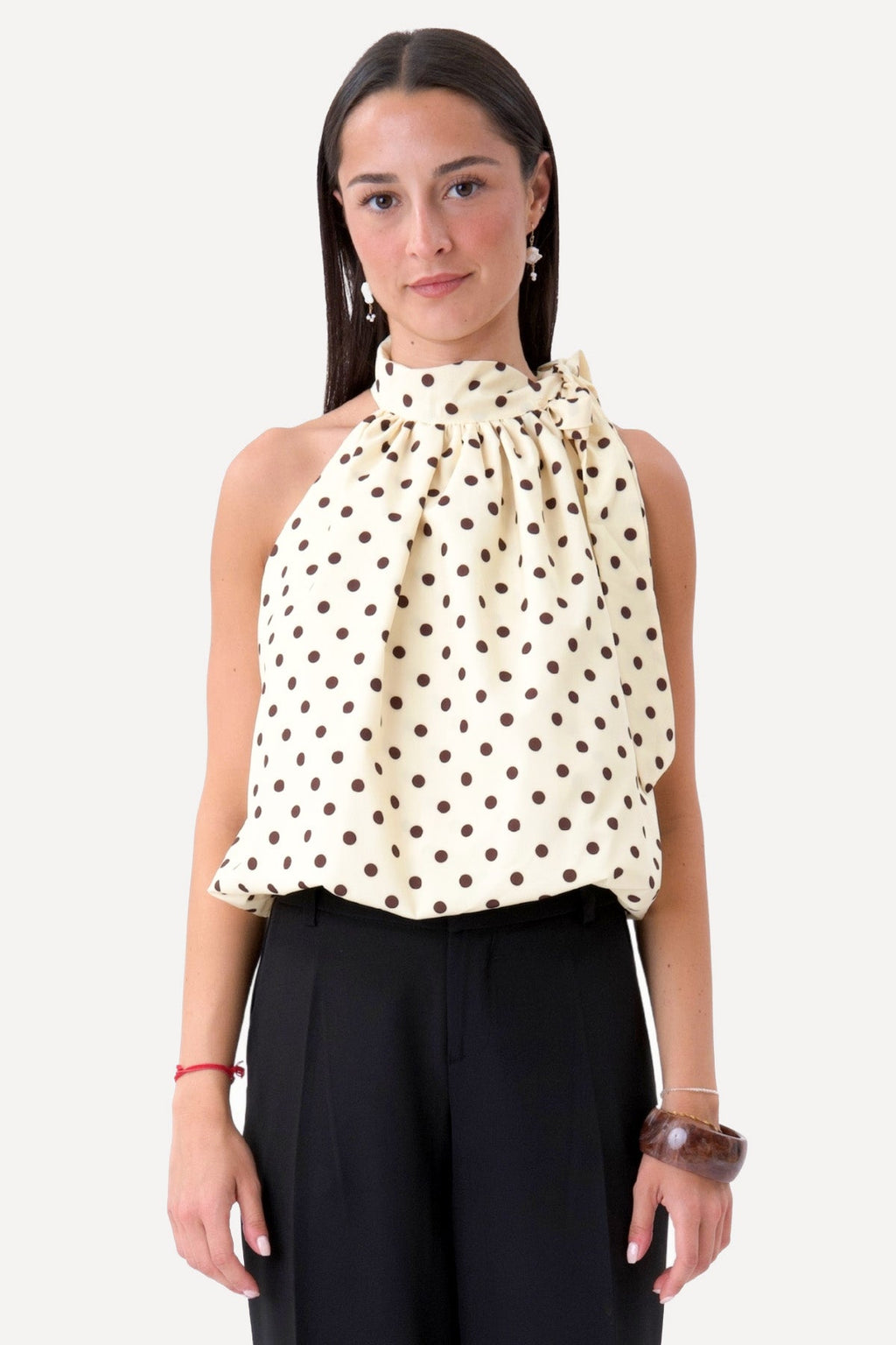 Wilma Top - Yellow/Brown Dots