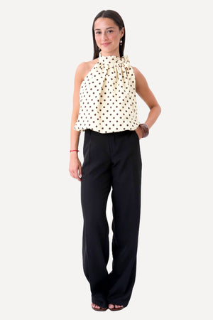 Wilma Top - Yellow/Brown Dots
