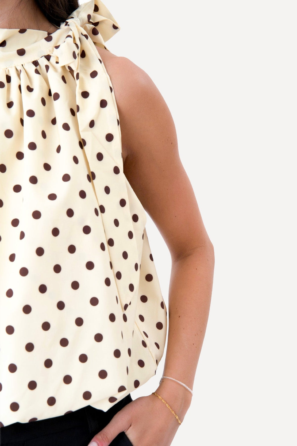 Wilma Top - Yellow/Brown Dots