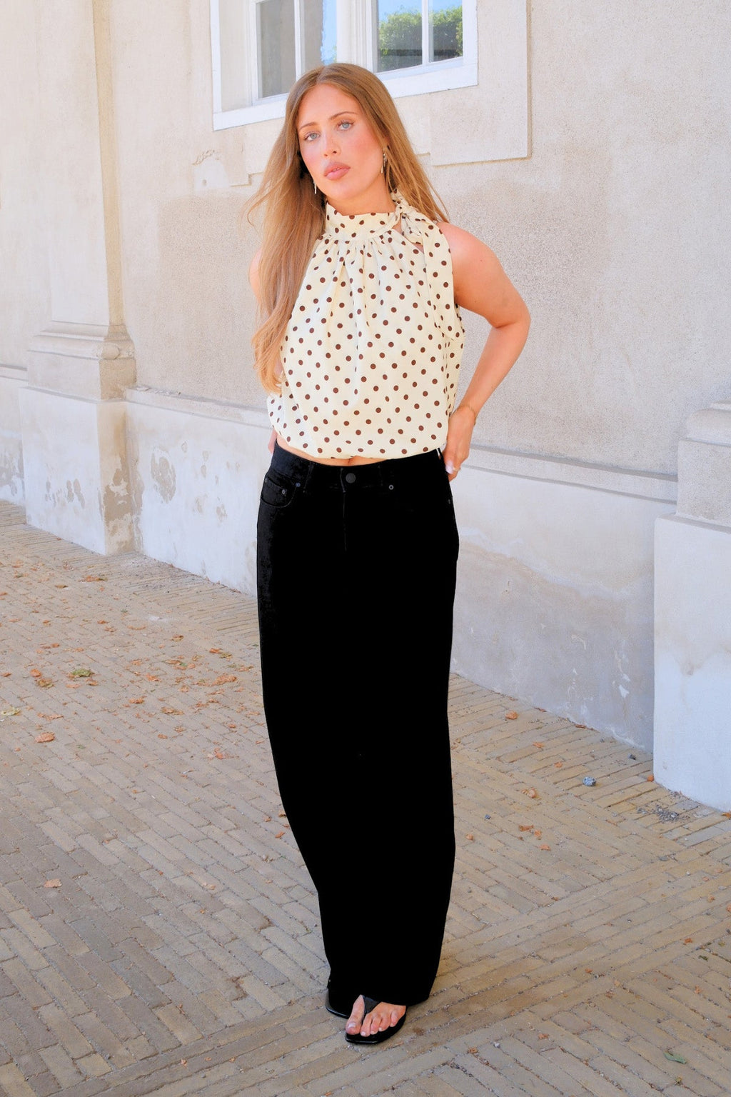 Wilma Top - Yellow/Brown Dots