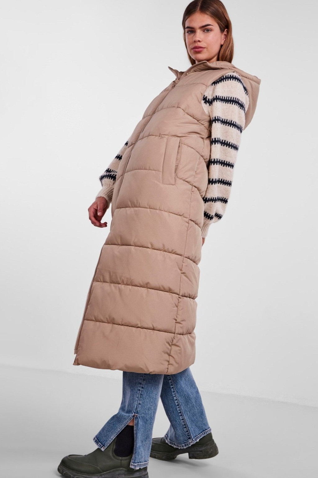 Elinora Lang Puffet Vest - Silver Mink