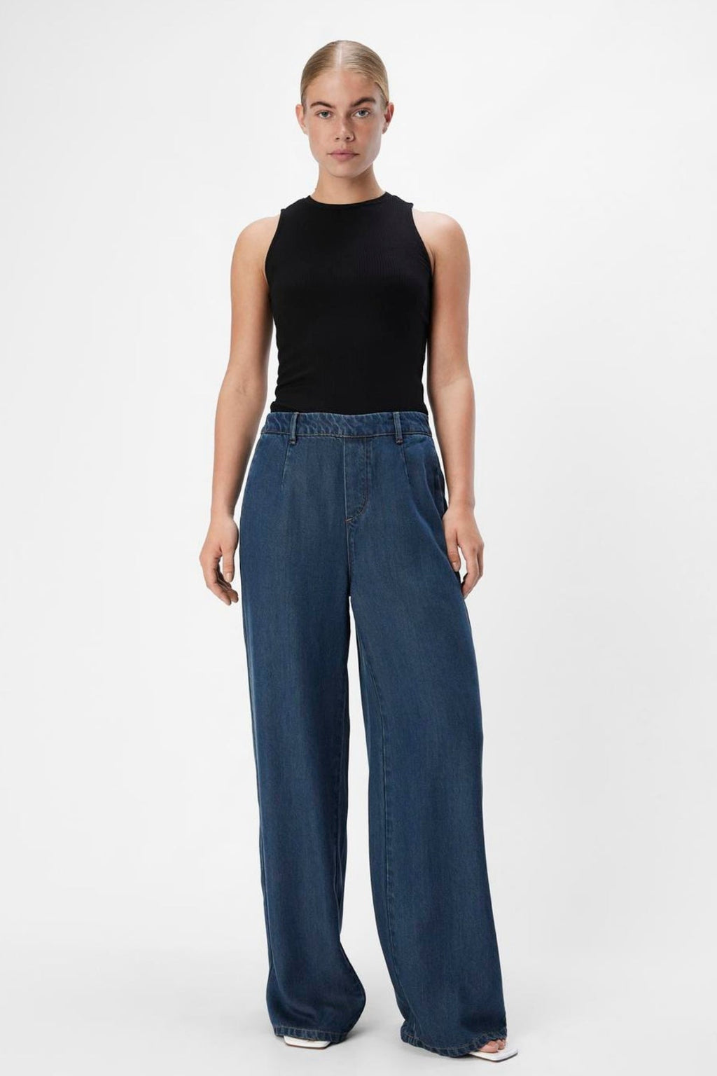 Frame Lisa Wide Pants - Dark Blue Denim Rinse Wash
