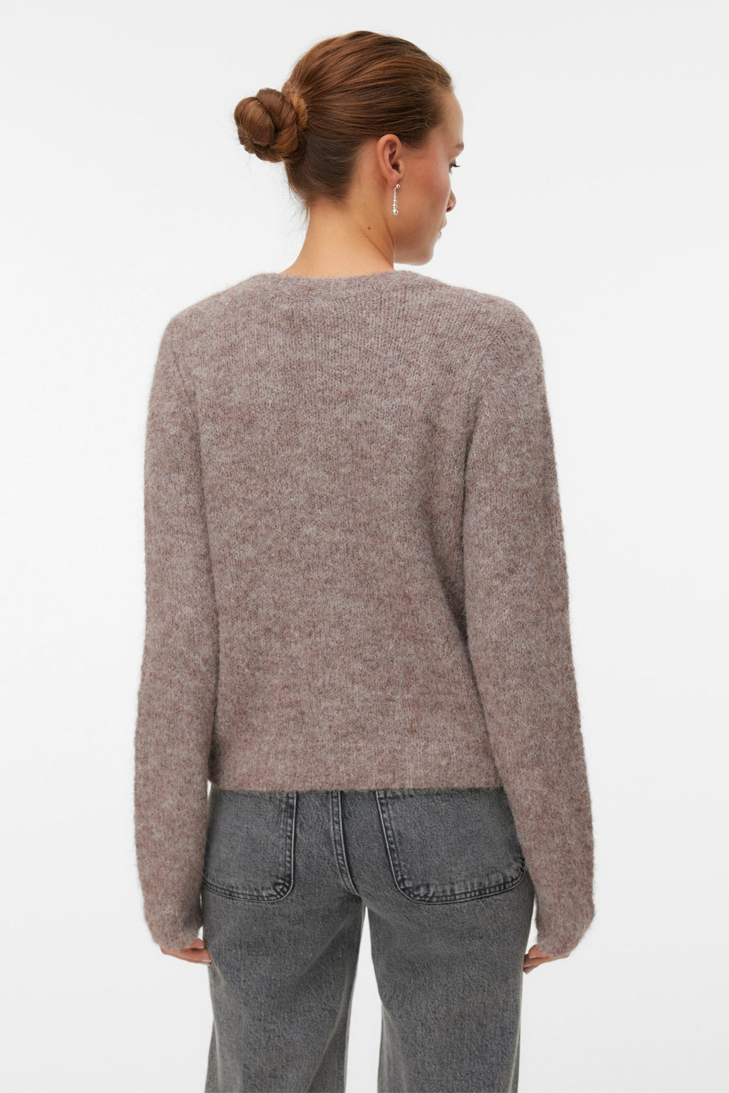 Novah O-Neck Button Cardi - hnedá šošovková melanž