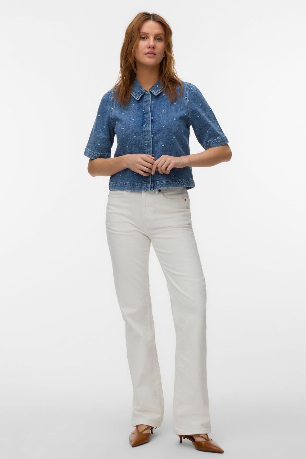 Dionne 2/4 Denim Shirt - Medium Blue Denim - Heart