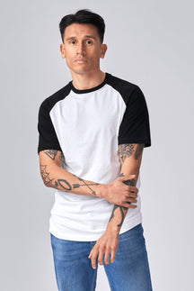 Osnovna majica Raglan - crno -bijela