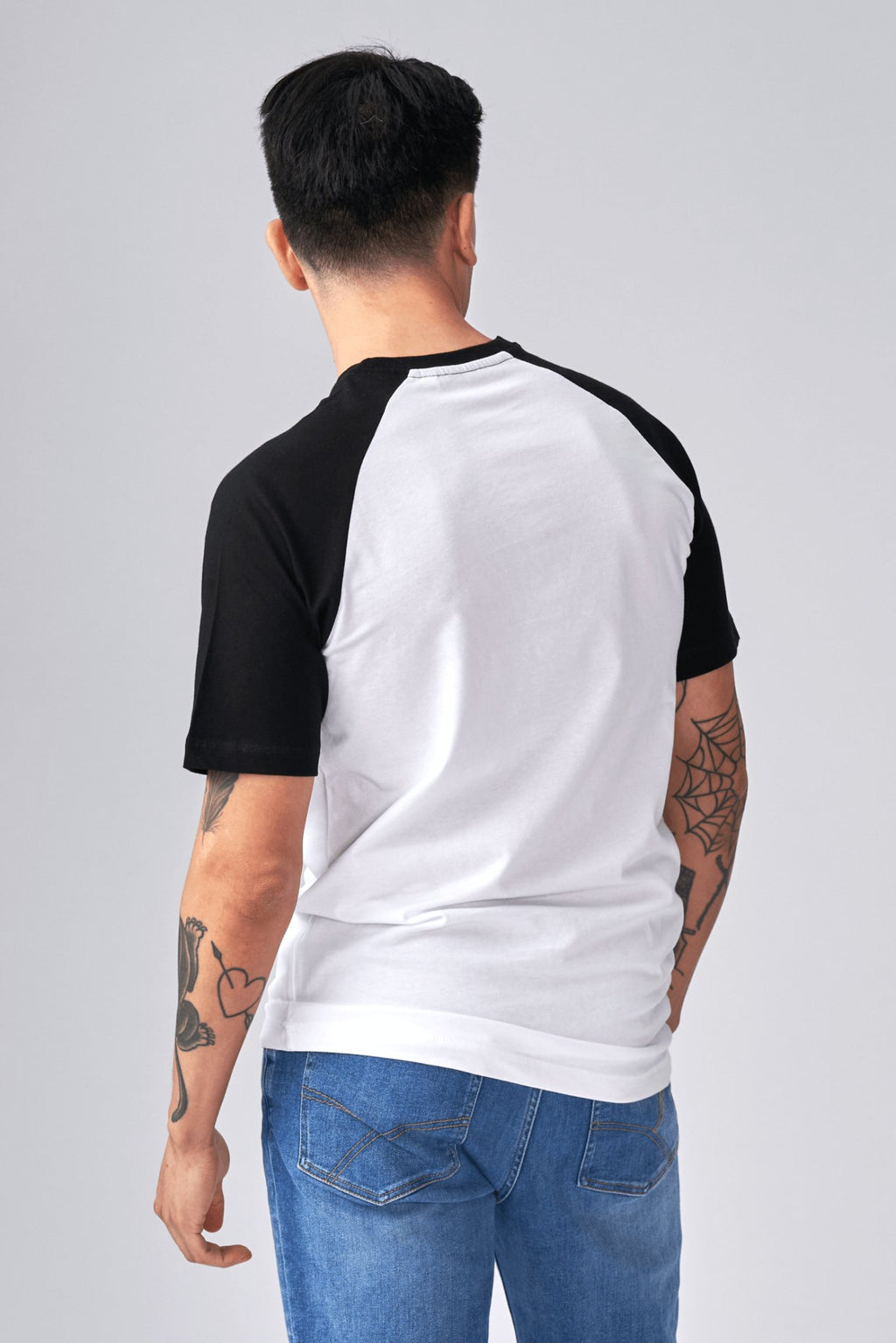 Osnovna majica Raglan - crno -bijela