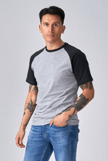 Basic raglan T-shirt - Black-Light Gray
