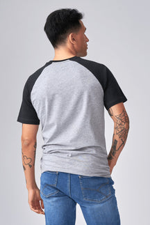Basic raglan T-shirt - Black-Light Gray