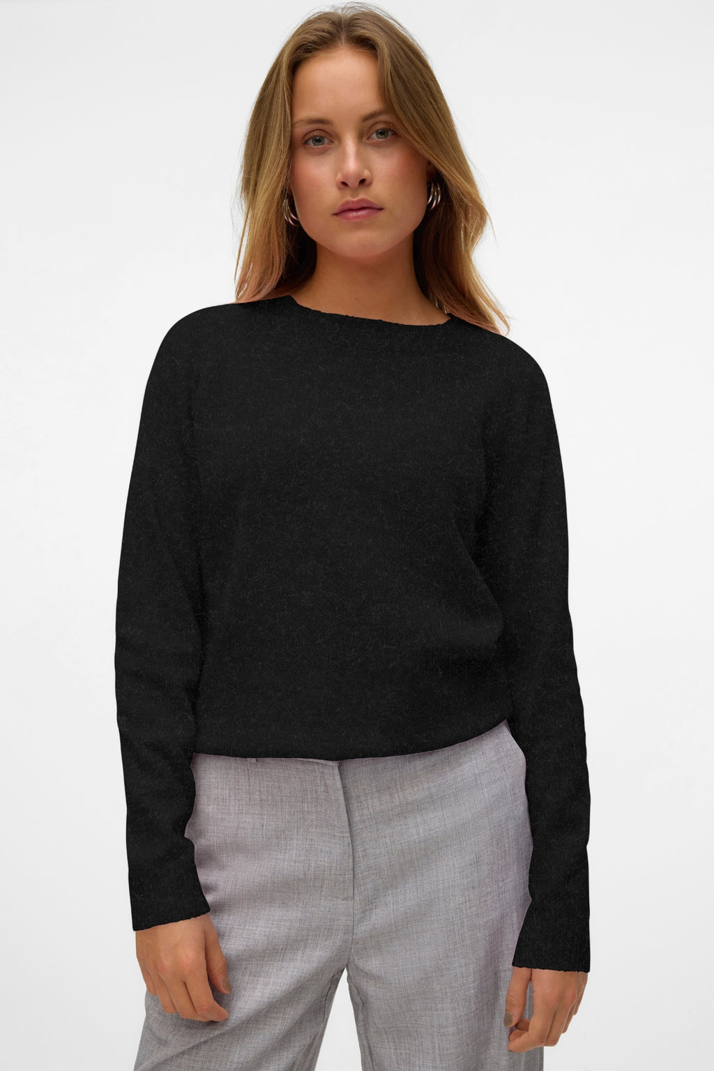 Doffy O-Neck Blouse - Black Melange