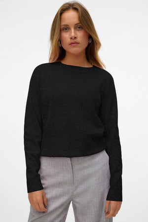 Doffy O-Neck Blouse - Black Melange