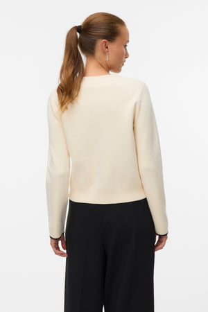 Gold V-Neck Contrast Cardigan - Birch W. Black