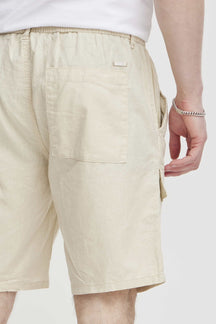卡其亚麻短裤 - 蚝灰色