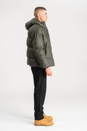 Coated Hooded Jacket - Olive