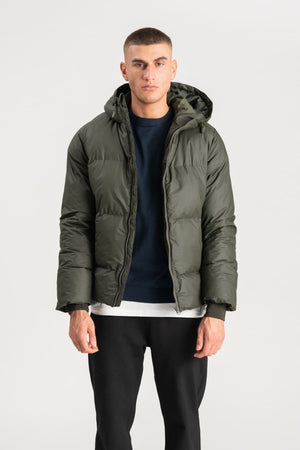 Coated Hooded Jacket - Olive