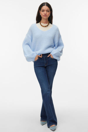Maybe 2way V-Neck Pullover - Cashmere Blue