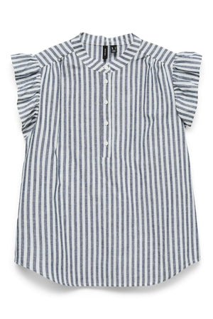 Selma Frill Top - Navy Blazer - Snow White