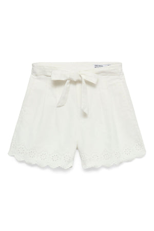 Airla Loose Color Brod Shorts - Bright White