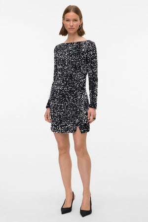 Bella kratka haljina - crno srebro