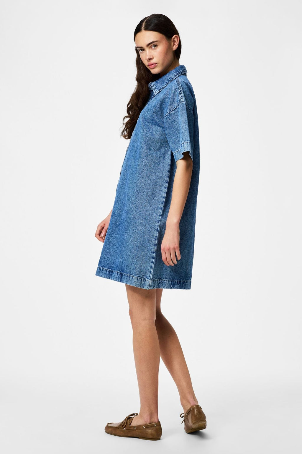 Sky A-Shape Denim Dress - Medium Blue Denim