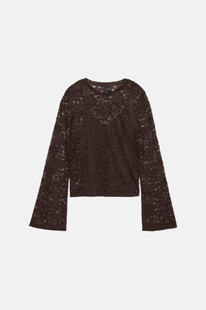 Kanya O -Neck Short Top - čokoládová torta