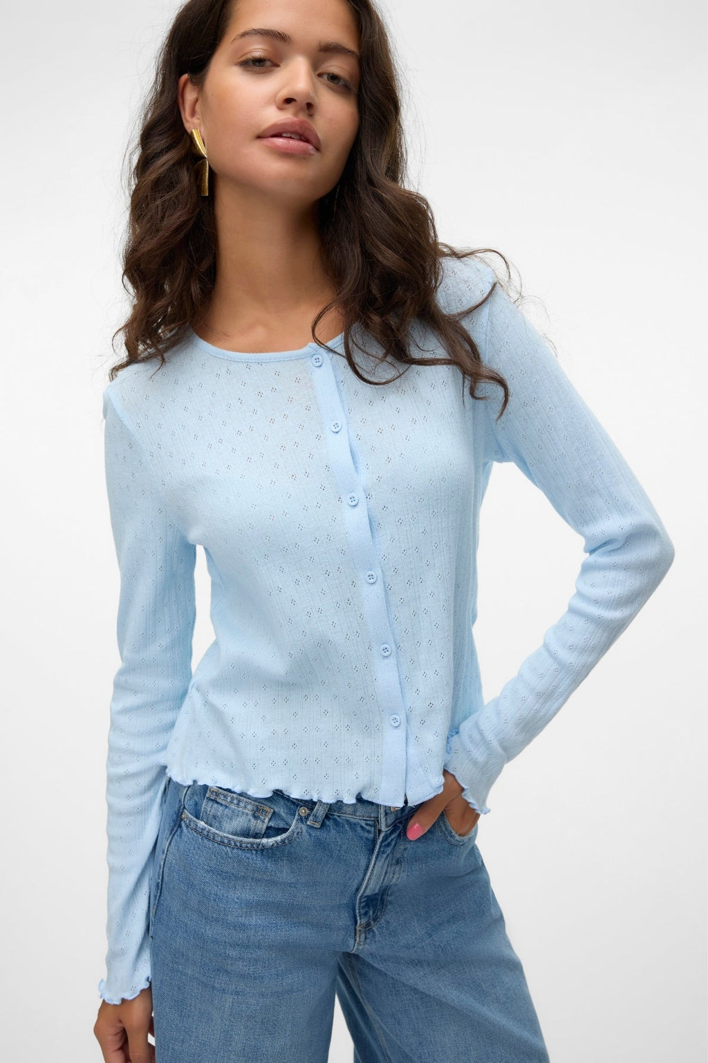 Isa O -Neck Cardigan - Nantucket Breeze