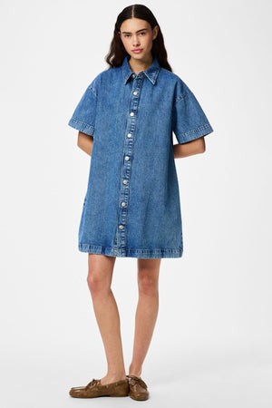 Sky A-Shape Denim Dress - Medium Blue Denim